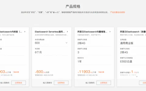 阿里云Elasticsearch向量增强版2核4G配置仅需11903元/1年