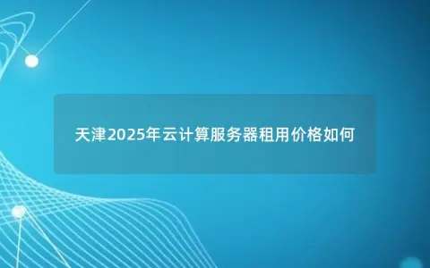 天津2025年云计算服务器租用价格如何