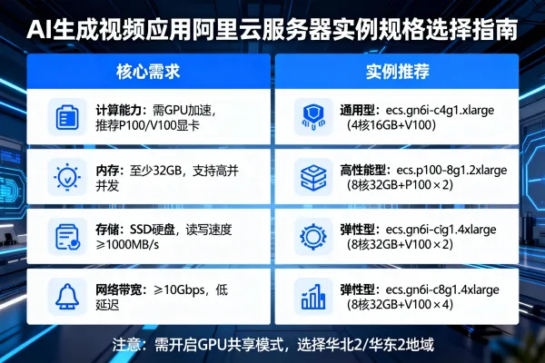 搭建AI生成视频应用怎么选择阿里云服务器实例规格?