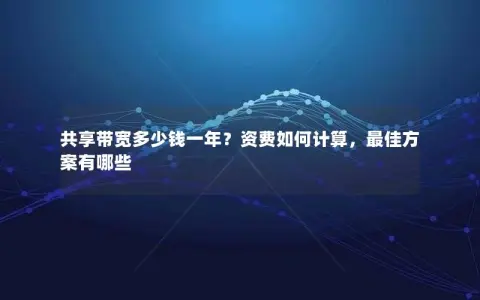 共享带宽多少钱一年？资费如何计算，最佳方案有哪些