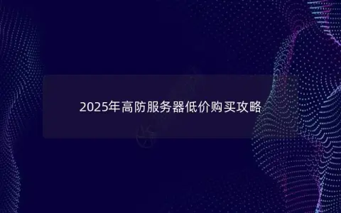 2025年高防服务器低价购买攻略