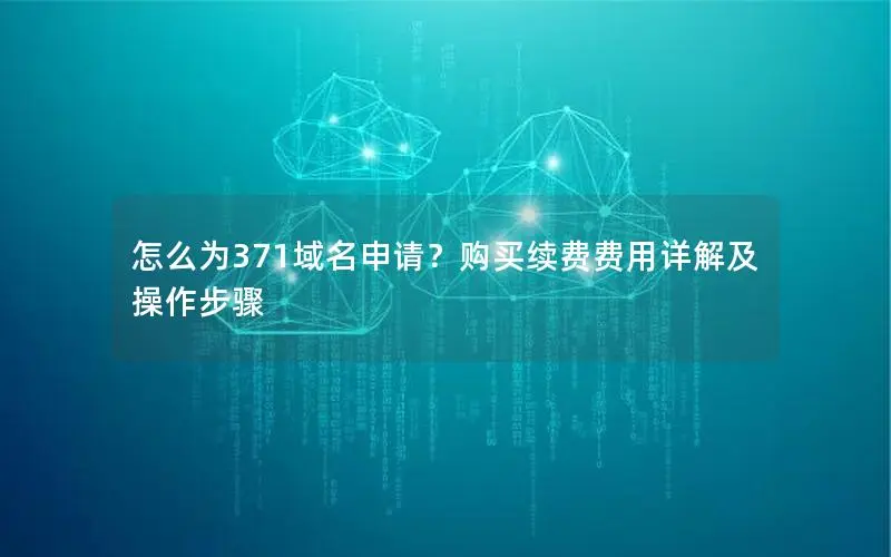 怎么为371域名申请?购买续费费用详解及操作步骤 怎么为371域名申请?购买续费费用详解及操作步骤