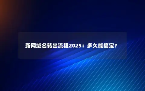新网域名转出流程2025：多久能搞定？