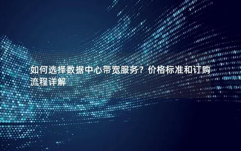 如何选择数据中心带宽服务？价格标准和订购流程详解