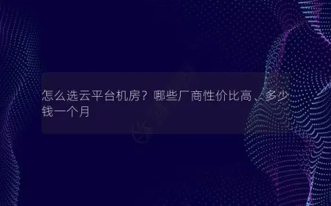 怎么选云平台机房？哪些厂商性价比高、多少钱一个月