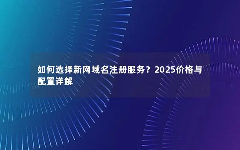 如何选择新网域名注册服务?2025价格与配置详解 如何选择新网域名注册服务?2025价格与配置详解
