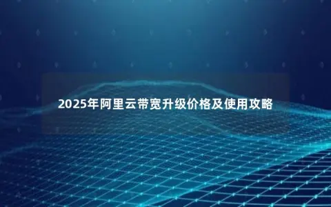2025年阿里云带宽升级价格及使用攻略