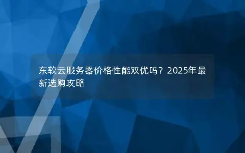 东软云服务器价格性能双优吗？2025年最新选购攻略