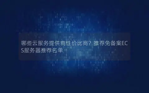 哪些云服务提供商性价比高？推荐免备案ECS服务器推荐名单