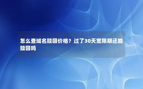 怎么查域名赎回价格？过了30天宽限期还能赎回吗