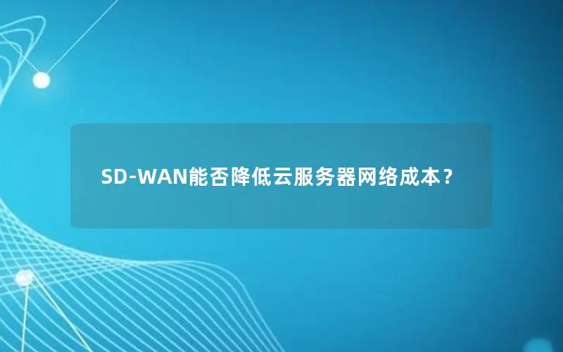 SD-WAN能否降低云服务器网络成本? SD-WAN能否降低云服务器网络成本?