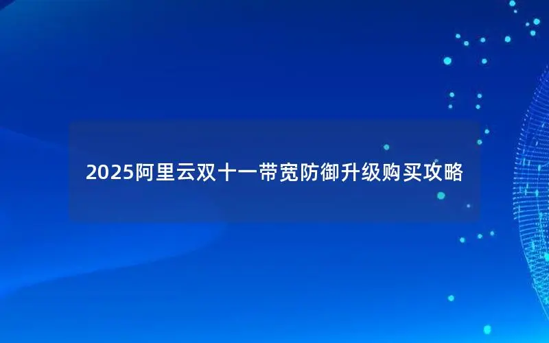 2025阿里云双十一带宽防御升级购买攻略 2025阿里云双十一带宽防御升级购买攻略