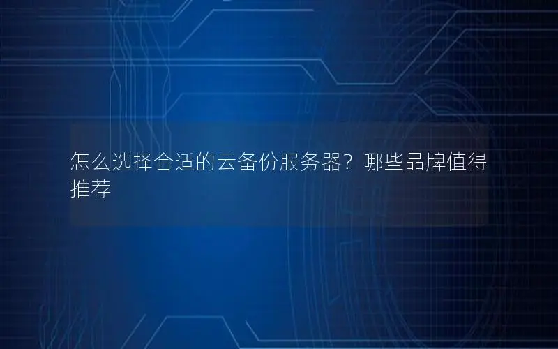 怎么选择合适的云备份服务器?哪些品牌值得推荐 怎么选择合适的云备份服务器?哪些品牌值得推荐