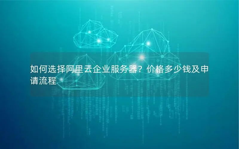 如何选择阿里云企业服务器？价格多少钱及申请流程