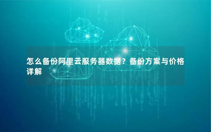 怎么备份阿里云服务器数据？备份方案与价格详解