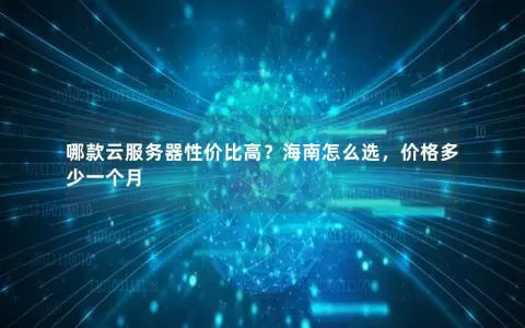 哪款云服务器性价比高？海南怎么选，价格多少一个月