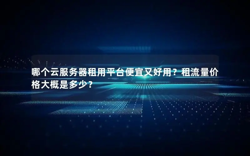 哪个云服务器租用平台便宜又好用？租流量价格大概是多少？