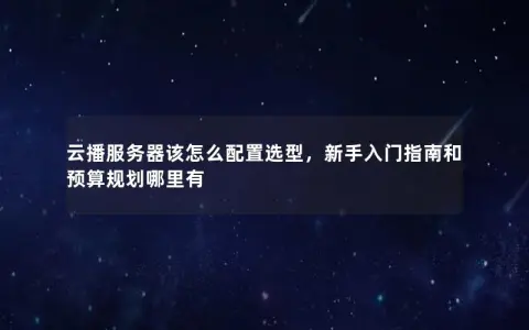 云播服务器该怎么配置选型，新手入门指南和预算规划哪里有