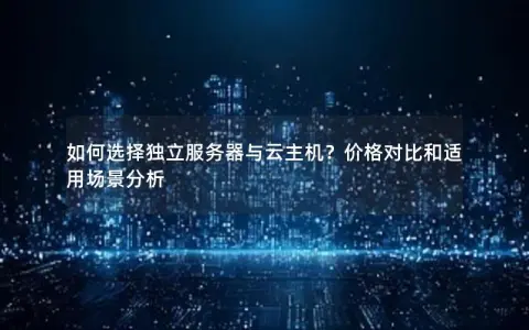 如何选择独立服务器与云主机？价格对比和适用场景分析
