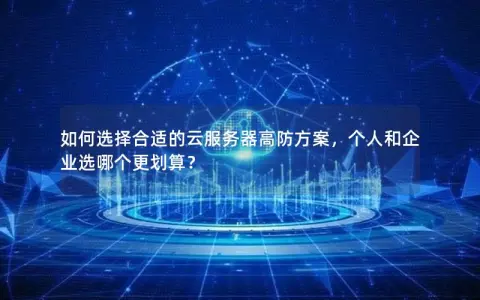 如何选择合适的云服务器高防方案，个人和企业选哪个更划算？