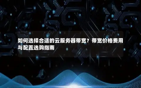 如何选择合适的云服务器带宽？带宽价格费用与配置选购指南